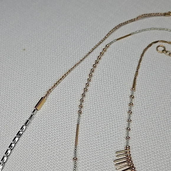 NIB - Retired Stella & Dot Riad Statement Necklace Versatile Gold Silver Rose - Picture 11 of 16